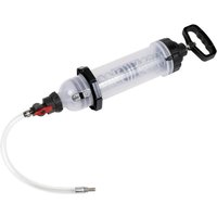 Clear Sealey VS406 oil refill syringe with black handle, spring-loaded mechanism, and flexible white hose.