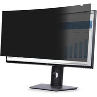 Black privacy screen for Dell U3824DW ultrawide monitor, curved design, partially covering screen display.