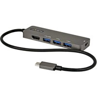 Gray StarTech.com USB-C multiport adapter with HDMI, 4 USB 3.0 ports, and 12" attached cable