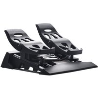 Black Thrustmaster T.Flight Rudder Pedals with textured footrests and USB connectivity for PC, PS4, Xbox gaming.