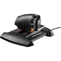 Black and orange Thrustmaster TWCS throttle controller with USB connection for PC and MAC, featuring ergonomic design.