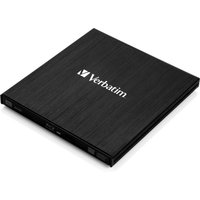 Black Verbatim Slimline Blu-Ray RW drive with textured finish and compact square design.