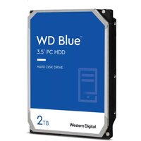 Western Digital Blue 2TB internal hard drive, 3.5-inch, blue label, 7200 RPM, 256 MB cache, black casing.