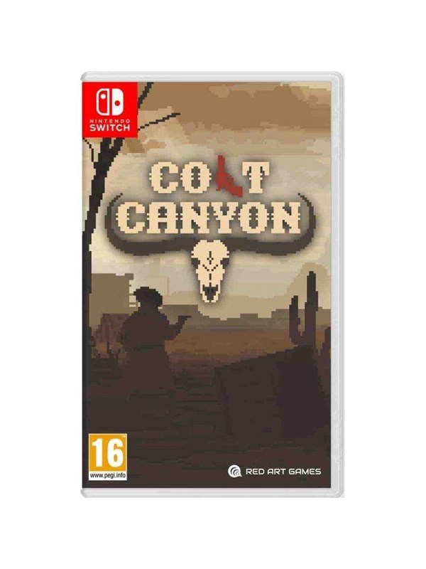 Colt Canyon game cover features a pixel art style with a silhouette of a cowboy against a desert backdrop, a skull icon, and the title in bold letters.