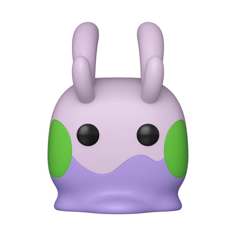 Cute vinyl figure of Goomy from Pokémon, featuring a rounded body in pastel purple with green accents and large black eyes, topped with two prominent antennae.