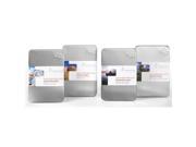 Hahnemuehle Fine Art Pearl paper pack containing 30 sheets, 285gsm, featuring a sleek silver packaging with a label showcasing the product details and images of artwork.
