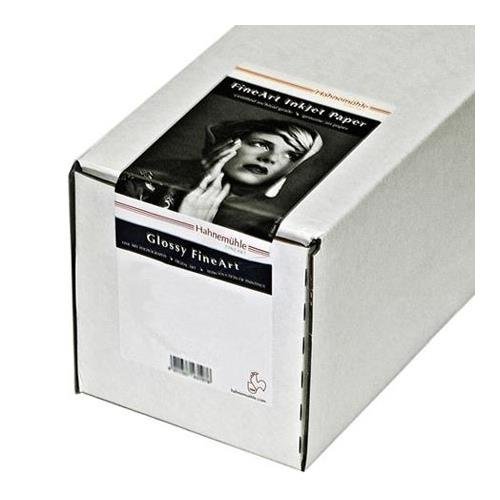 White cardboard box containing Hahnemühle Photo Rag Pearl fine art inkjet paper, labeled with a black and white vintage photo and product details on the front.