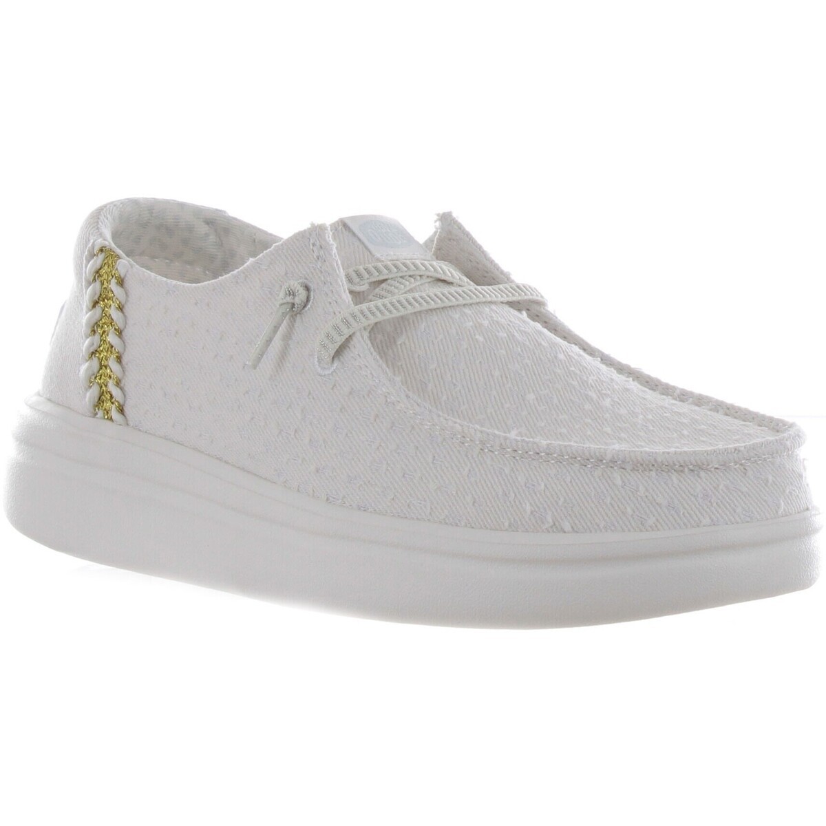 HEYDUDE Wendy Rise Perf Canvas Polyester Blend Women's White Moccasins Shoes - image 3