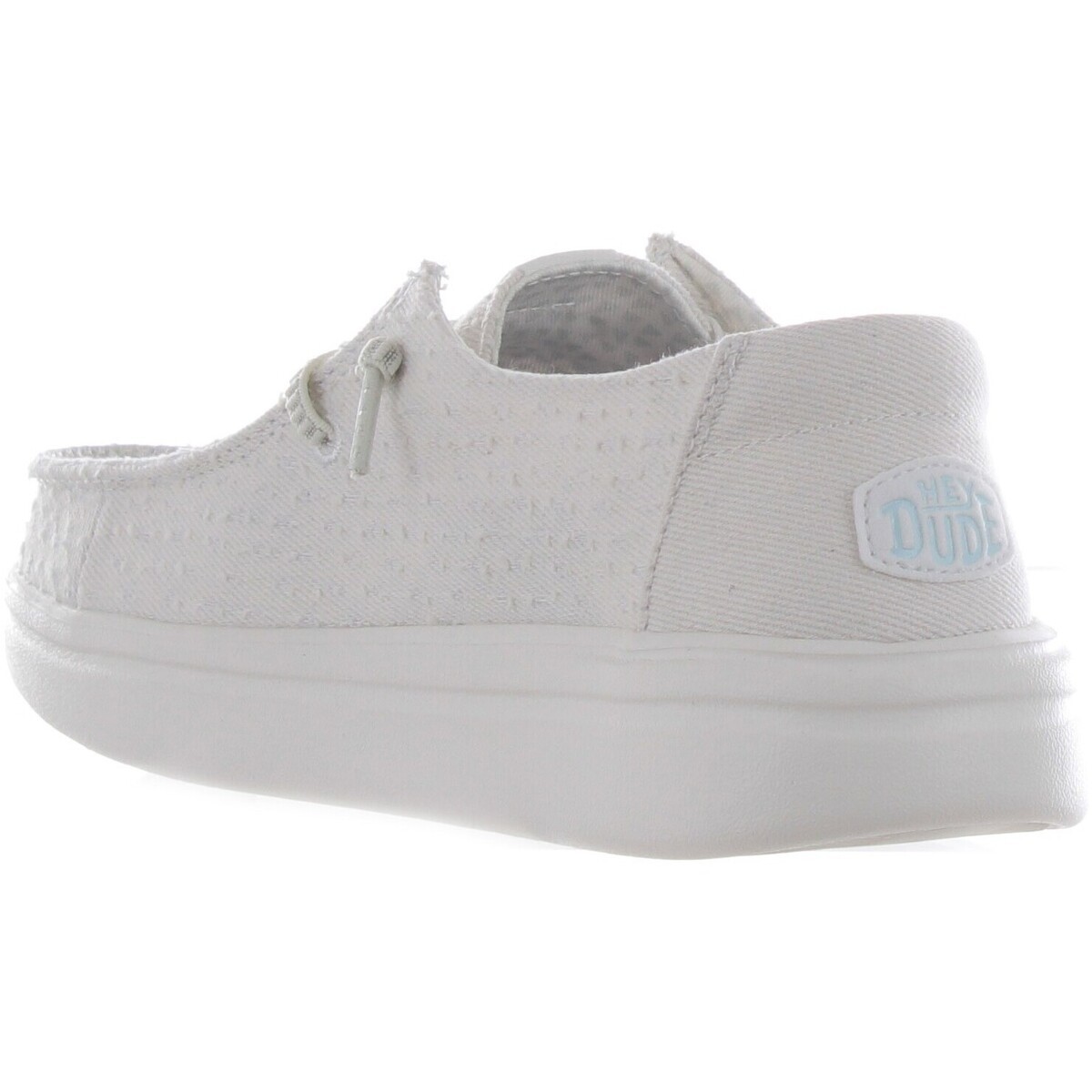 HEYDUDE Wendy Rise Perf Canvas Polyester Blend Women's White Moccasins Shoes - image 4