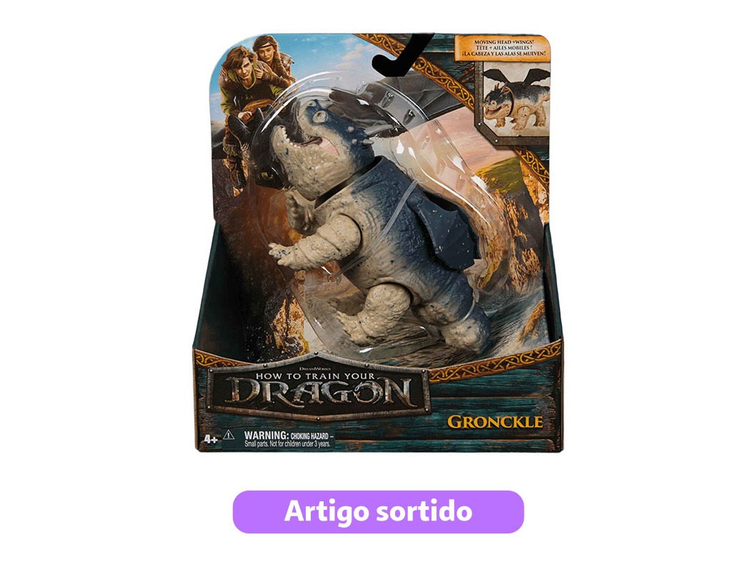 Toothless figure from "How to Train Your Dragon," featuring detailed black and green scales, large wings, and a friendly expression, packaged in a colorful box with character artwork.