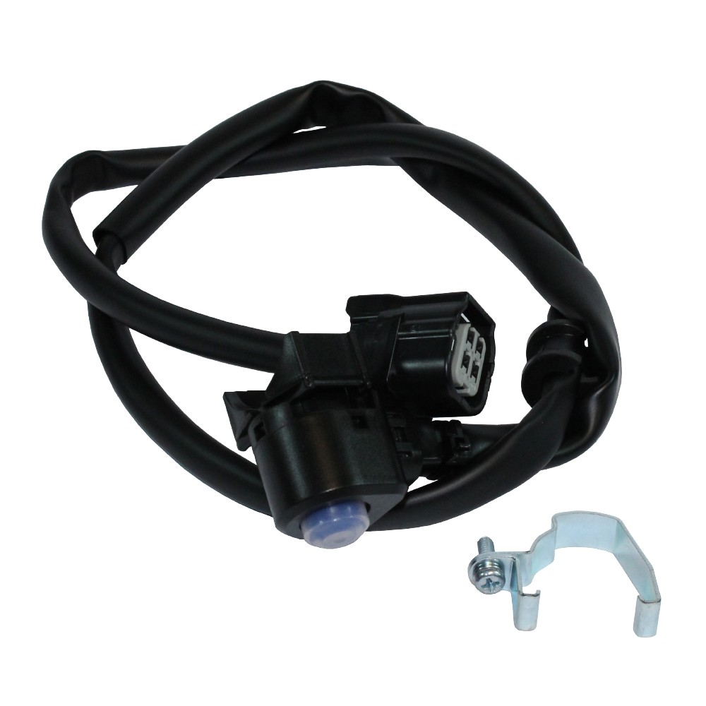 Black wiring harness with a mapping switch, featuring a blue button, connectors, and a metal mounting bracket, designed for Honda CRF250R 2015-2017 and CRF450R 2015-2016 models.