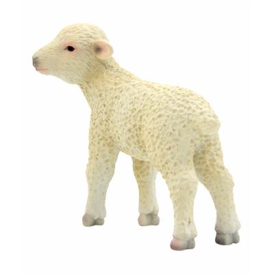 Lamb standing figurine by MojoFun, featuring a textured white body, pink accents on the ears, and grey hooves, crafted from durable plastic material.
