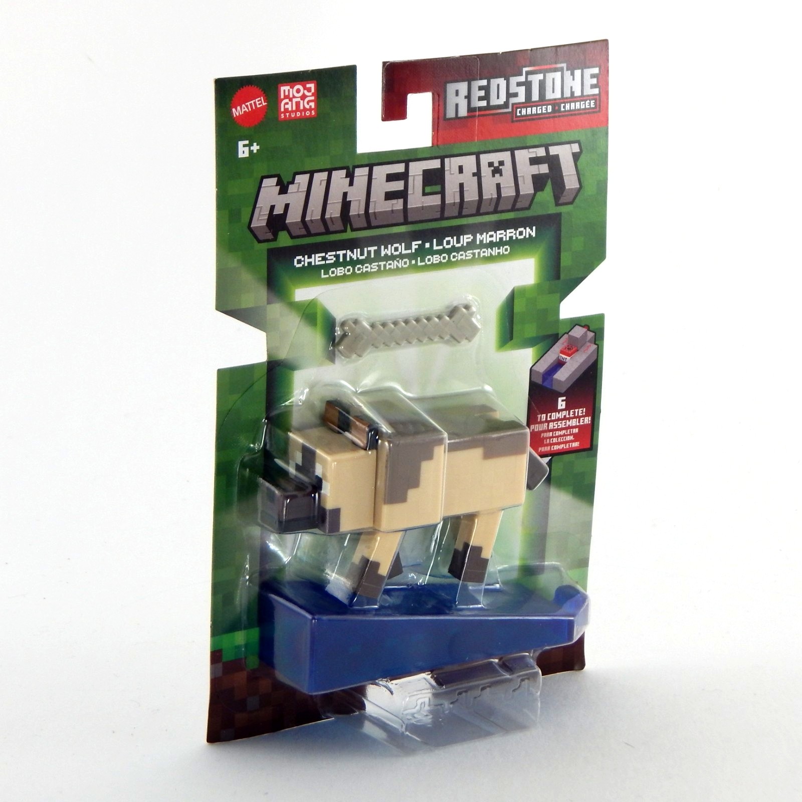Minecraft Redstone Chestnut Wolf Figure with Building Piece - image 2