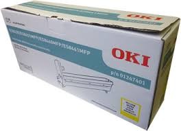 Original OKI 01247401 printer drum packaging, featuring a white box with blue and red accents, labeled with product details and compatibility information.
