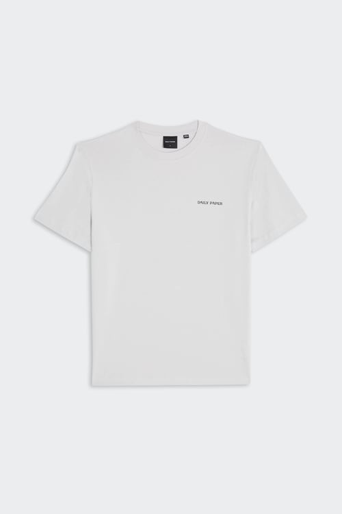 Light gray patterned T-shirt featuring a subtle "DAILY PAPER" logo on the chest, made from soft cotton with a classic crew neck and short sleeves.