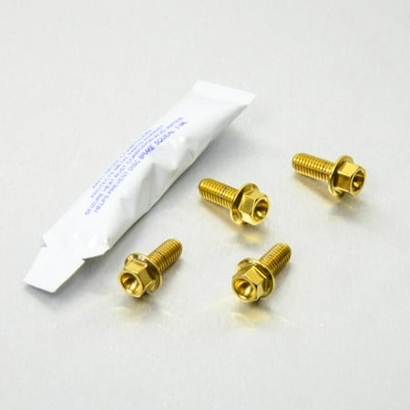 Pro-Bolt stainless steel front and rear ABS sensor mount bolt kit featuring four gold bolts and a small packet of thread locker.