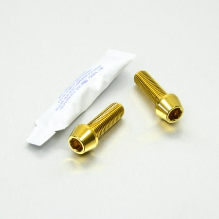 Pro-Bolt stainless steel rear brake caliper mounting bolt kit in gold, featuring two gold bolts with a hexagonal head and a packet of thread locker.