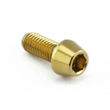 Gold stainless steel rear brake reservoir mount bolt with a hexagonal socket head and threaded shaft, designed for durability and performance.