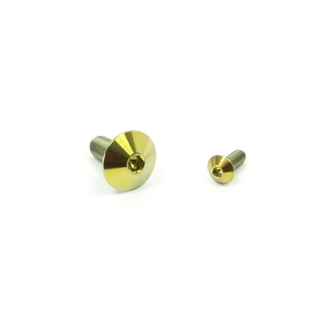 Pro-Bolt Titanium Rear Brake Reservoir Mount Bolt Kit featuring two gold, shiny bolts with a hexagonal socket and a rounded, flanged head for enhanced grip and durability.