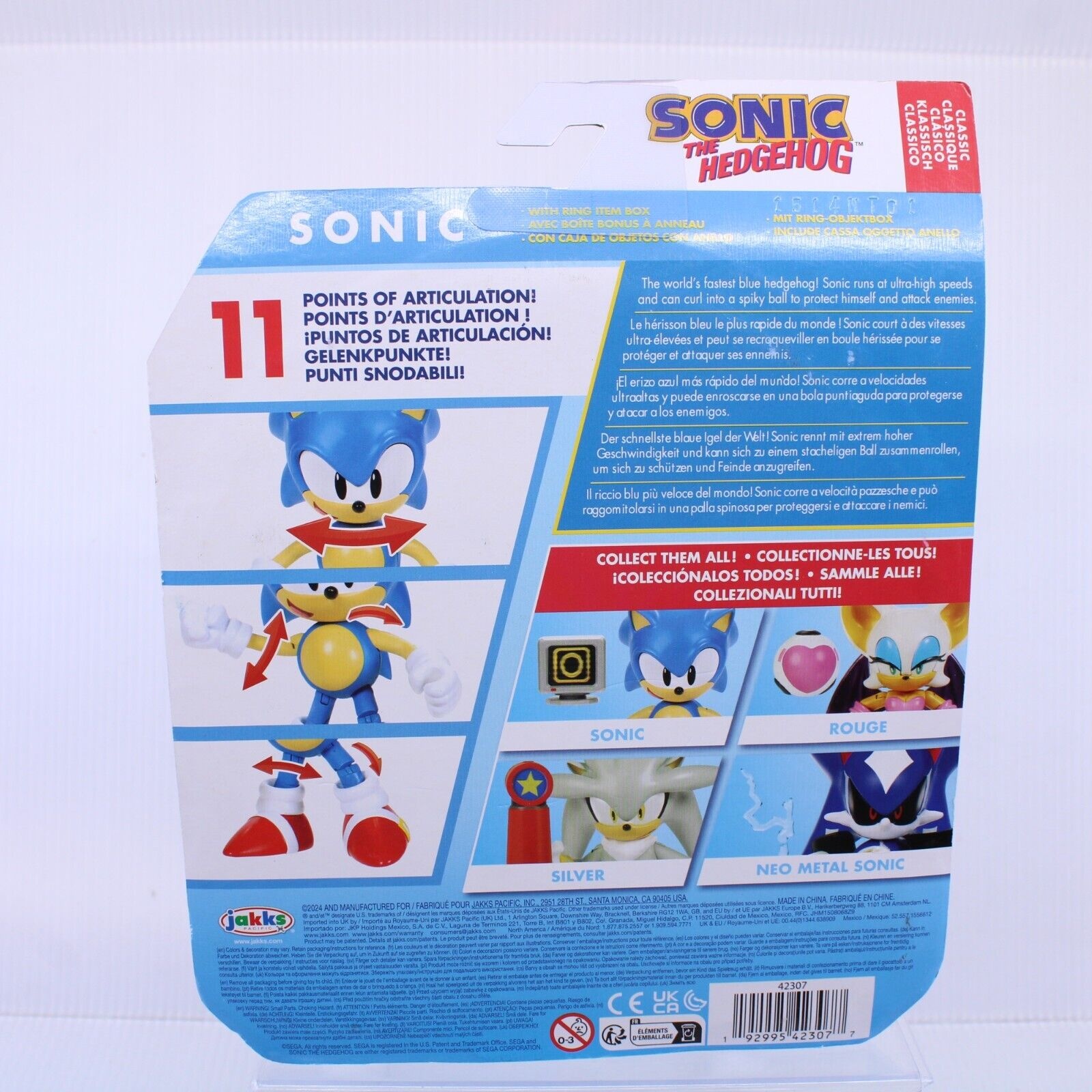 Sonic the Hedgehog 4” Posable Figure with Ring Box - image 2