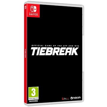 Red Nintendo Switch game case featuring "TIEBREAK: Official Game of the ATP & WTA - ACE Edition" in bold white text, with logos and age rating on the front.