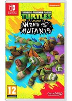 TMNT Arcade Wrath of Mutants for Switch features vibrant cover art with the four turtles in action, set against a colorful, dynamic background, showcasing their distinct colors and styles.