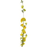 Yellow Blossom Spray Stem, 100cm, with vibrant yellow flowers and green leaves on a slender, realistic stem.