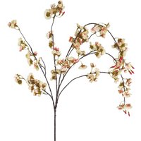 Artificial cherry blossom stem, 110cm, with natural pink flowers and trailing branches by Leaf.