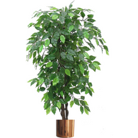 Bushy 120cm artificial Ficus tree with vibrant green leaves in a sleek copper metal planter.