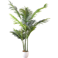 Artificial palm tree with 15 lush green leaves in a sleek white pot, standing 160cm tall.