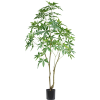 Tall 210cm artificial Pachira money tree with lush green leaves in a black pot.