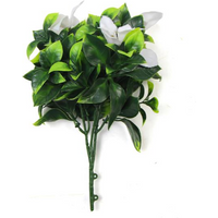 30cm UV resistant white flower bush with lush green leaves and white blossoms, artificial plant by Leaf.