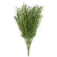 Fire resistant artificial foliage grass stem, 40cm, lush green with slender leaves, realistic texture.