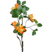 Orange flower foliage spray with green leaves on a 60cm stem.