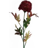 Pink dahlia artificial flower stem, 70cm tall, with large ball-shaped bloom and green leaves.