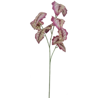 Artificial purple leaf foliage with long green stem, featuring multiple textured leaves, 85cm tall.