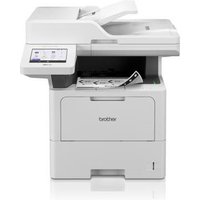 White Brother MFC-L6910DW laser printer with touchscreen, paper tray, and Wi-Fi capability.