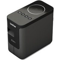 Black Brother PT-P750W label printer with circular top, control buttons, and Wi-Fi connectivity.