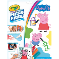 Crayola Peppa Pig Colour Wonder book with markers, featuring Peppa and George illustrations, mess-free coloring.