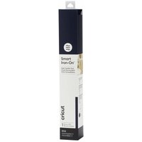 Cricut Smart Iron-On vinyl roll in a sleek black and white box with product details and logo on the front.