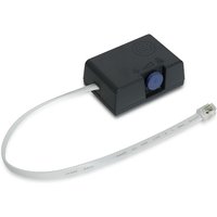 Black Epson OT-BZ20-634 external buzzer with blue button and flat white cable with connector.