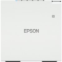 White Epson TM-M30III thermal POS printer with compact square design and Epson logo on the front.