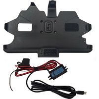 Black Gamber-Johnson mounting kit with bracket, wiring harness, and USB connector.