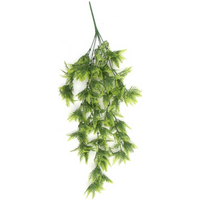 Hanging UV and fire resistant artificial Boston fern plant, 75cm, with lush green fronds cascading down.