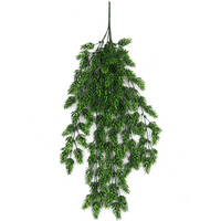 Hanging artificial clustered fern plant, 128cm, UV and fire resistant, with lush green foliage cascading down.
