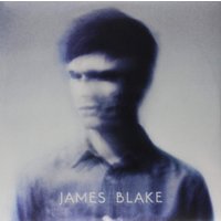 Blurred portrait of a person on "James Blake" vinyl cover by Vinyl Castle, featuring blue tones and white text.