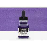 Liquitex acrylic ink bottle, 30ml, Phthalocyanine Blue Red Shade, with black dropper cap and white label.