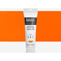 White tube of Liquitex Heavy Body Acrylic Paint, 59ml, labeled Cadmium Orange, with orange paint swatch above.