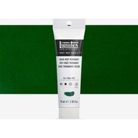 White tube of Liquitex Heavy Body Acrylic Paint, 59ml, labeled Green Deep Permanent with a green swatch background.
