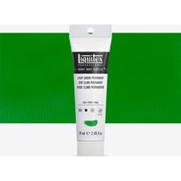 White tube of Liquitex Heavy Body Acrylic Paint, 59ml, with black label and green color swatch, Permanent Light Green.